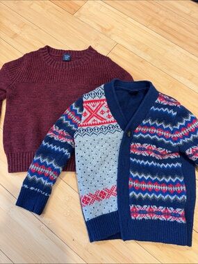LIKE NEW! BUNDLE! 2! Gap Kids Toddler Assorted Cotton Wool Sweaters Sz 12-18M